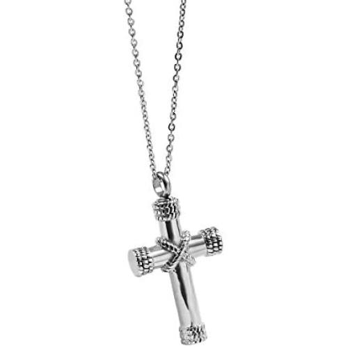 Suxerlry Cross Cremation Urn Necklace for Ashes Stainless Steel Memorial Pendant Keepsake Jewelry