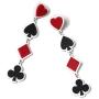 Unique Funny Playing Cards Pattern Dangle Drop Earring Personality Asymmetric Acrylic Spades Hearts Plum Poker Earrings for Women Girls Gift Statement Nightclub Party Jewelry