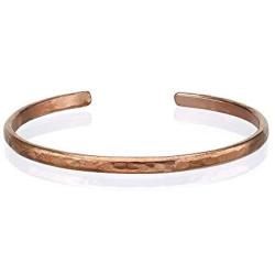 Hand Forged 100% Copper Bracelet ~ Made with Solid and High Gauge Pure Copper ~ Hammered 4 mm Bangle ~ Effectively Relief of Joint Pain, Arthritis, Joint Inflammation and Skin Allergies. (6.5)