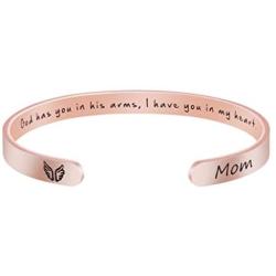 Joycuff Memorial Gift for Loss of Mom Dad Grandma Grandpa Son Sister Husband Brother Rose Gold Sympathy Bracelet Bereavement Cuff Remembrance Bangle