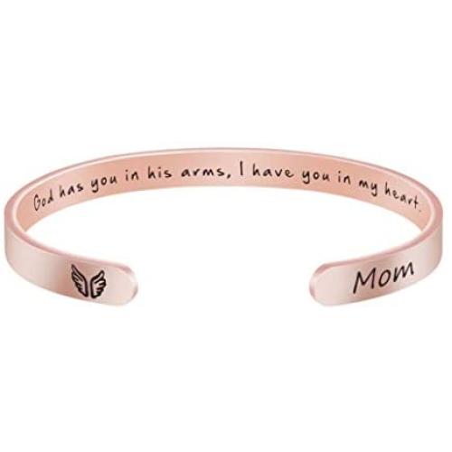 Joycuff Memorial Gift for Loss of Mom Dad Grandma Grandpa Son Sister Husband Brother Rose Gold Sympathy Bracelet Bereavement Cuff Remembrance Bangle