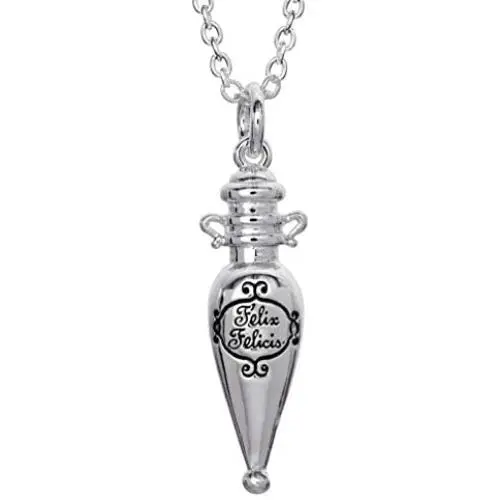 HARRY POTTER Silver Plated Felix Felicis Potion in The Bottle Pendant Necklace, 18” Chain HARRY POTTER Silver Plated Felix Felicis Potion in The Bottle Pendant Necklace, 18” Chain