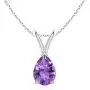 Pear Shaped Amethyst V-Bale Pendant Necklace in Sterling Silver Pear Shaped Amethyst V-Bale Pendant Necklace in Sterling Silver