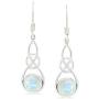 Natural Lapis, Turquoise, Labradorite, Moonstone Dangle Earrings Celtic Knot Design in 925 Sterling Silver