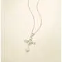 FANCIME White Gold Rose Gold Plated 925 Sterling Silver Embossed Infinity Cross Crucifix Delicate Pendant Necklace Dainty Pendant with Round CZ Fine Jewelry for Women Girls,16+2'', 18”