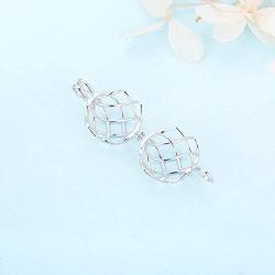 LGSY Sterling Silver Twisted Ball Pearl Cage Pendants for Women, Essential Oil Diffuser Lockets for Pearl Jewelry
