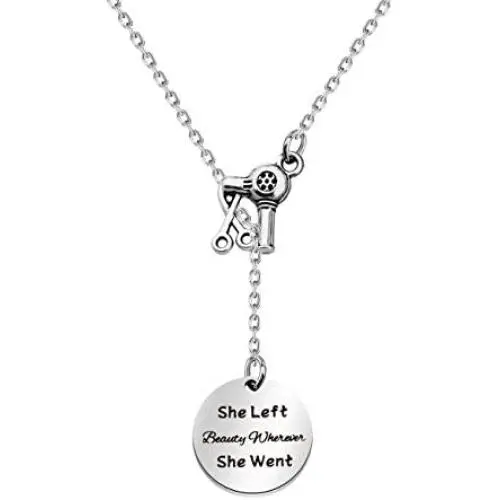 TIIMG Hairdresser Necklace She Left Beauty Whenever She Went Hairdresser Graduation Gifts Hair Stylist Jewelry TIIMG Hairdresser Necklace She Left Beauty Whenever She Went Hairdresser Graduation Gifts Hair Stylist Jewelry