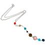 HUNO Handmade Galaxy Solar System Universe Eight Planets Guardian Star Natural Stone Beads Pendant Necklace Womens Jewelry