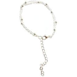 Yves Renaud 7'' Layered Silver-Gold Plated Adjustable Ball Bracelet with 2'' Extender. Dainty Simple and Elegant - Hypoallergenic Fashion Jewelry for Women Girls