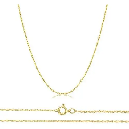 Orostar Solid 10K Yellow, White, Rose Gold 0.8mm Thin Rope Chain 16''-30'' Orostar Solid 10K Yellow, White, Rose Gold 0.8mm Thin Rope Chain 16''-30''