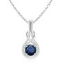 Round Sapphire Solitaire Infinity Knot Pendant Necklace in Silver (4mm Blue Sapphire)