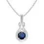Round Sapphire Solitaire Infinity Knot Pendant Necklace in Silver (4mm Blue Sapphire) Round Sapphire Solitaire Infinity Knot Pendant Necklace in Silver (4mm Blue Sapphire)