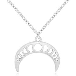 SENFAI Moon Phases Pendant Necklace Celestial Jewelry Boho Style Horn Gift for Her Best Friend