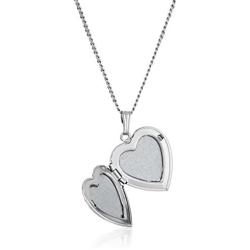 Sterling Silver Engraved Flowers Heart Locket Necklace, 18''