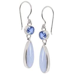 Silpada Paradise Found Natural Blue Lace Agate and Quartz Drop Earrings in Sterling Silver