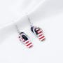 KEYCHIN God Bless America Patriotic Independence Day Earrings Patriotic 4th of July Gift American Sign Earrings Asymmetric Pattern Patriotic Jewelry for Women