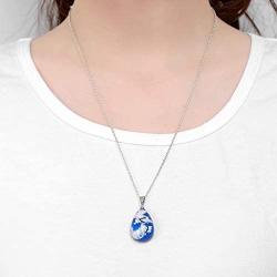 Konpicca Blue Sky Cloud Resin Necklace Transparent Resin Round Ball Teardrop Moon Pendant Necklace for Women Girls Adjustable