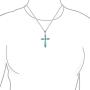 Spiritual Religious Pink Rhodochrosite Turquoise Gemstone Fleur De Lis Cross Pendant Necklace For Women Teen 925 Sterling Silver
