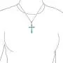 Spiritual Religious Pink Rhodochrosite Turquoise Gemstone Fleur De Lis Cross Pendant Necklace For Women Teen 925 Sterling Silver