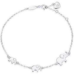 BlingGem 3 Elephants Bracelet for 3 Generation 925 Sterling Silver Elephant Bracelet Women Animal Jewelry Mothers Gift for Mom Daughter Generations Family