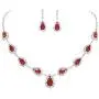 UDORA Silver Blue Red Teardrop Necklace Earrings Jewelry Set Wedding Party Prom UDORA Silver Blue Red Teardrop Necklace Earrings Jewelry Set Wedding Party Prom