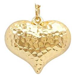 Pori Jewelers 14K Solid Yellow Gold Heart Charm Pendants- Multiple Styles Available