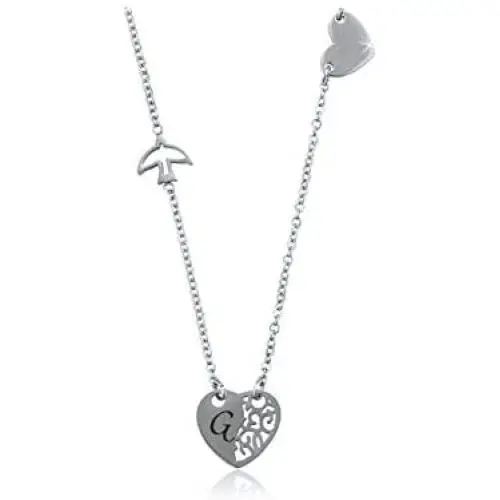 Ya Malanii Small Heart Initial Stainless Steel Necklace for Women, Girls and Kids