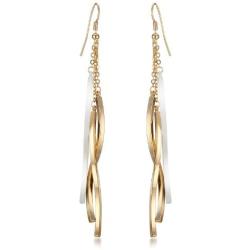 Gemini Womens Jewelry 18K Gold White Color Long Dangle Drop Earring Gm009 , Size: 4 inches