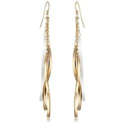 Gemini Womens Jewelry 18K Gold White Color Long Dangle Drop Earring Gm009 , Size: 4 inches