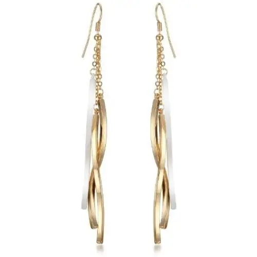 Gemini Womens Jewelry 18K Gold White Color Long Dangle Drop Earring Gm009 , Size: 4 inches