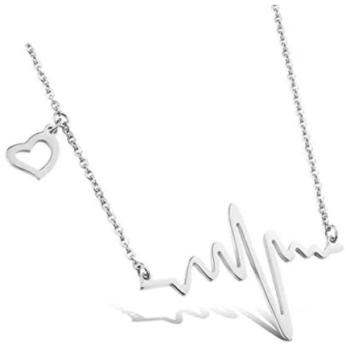 Dcfywl731 Silver Stethoscope Necklace Nurse Gifts for Women,Medicine Heart Pendant 26 A-Z Initial Letters Necklace Doctor Nurse Graduation Gift