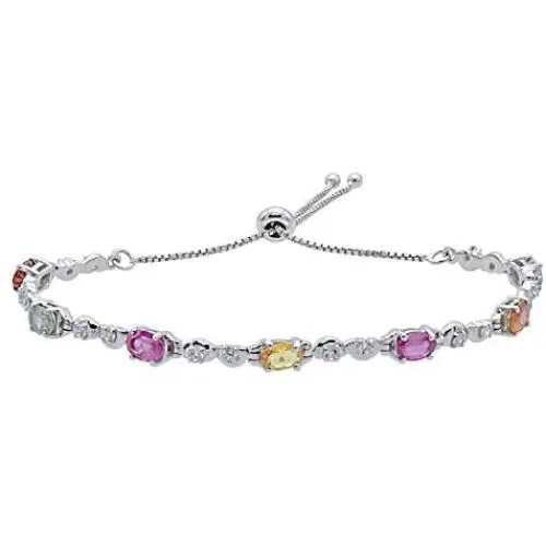 925 Sterling Silver Fancy Sapphire Tennis Bracelets for Women Birthstone Gemstone Jewelry 4.60 CTTW 925 Sterling Silver Fancy Sapphire Tennis Bracelets for Women Birthstone Gemstone Jewelry 4.60 CTTW