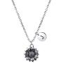 Joycuff Dainty Antique Silver Sunflower Necklace Personalized Cute Monogram Pendant Initial Charm Letter Engraved Inspirational Gifts for Her Women Teen Girl