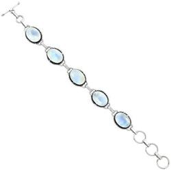 Moonstone Bracelet 925 Silver Overlay Handmade Vintage Style Jewelry for Women Mom Wife