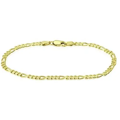 Michael Zweig 925 Sterling Silver Ankle Bracelets for Women - Figaro Chain Sterling Silver | 2.95 mm Thickness with Spring Ring, Italy Tag
