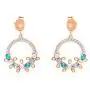 AOBOCO Circle Earrings Sterling Silver Simulated Aquamarine Earrings Embellished with Multicolor Crystals from Austria, Hypoallergenic Rose Gold Earrings, Fine Flower Jewelry Gifts for Women