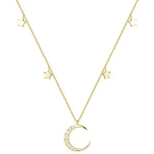Agvana Gold Plated Sterling Silver Moon and Star Necklace for Women Cubic Zirconia CZ Dainty Necklace Fashion Jewelry Birthday Christmas Gifts for Her Teens Girls with Gift Box, 14.6+3 Inch Extender Agvana Gold Plated Sterling Silver Moon and Star Necklace for Women Cubic Zirconia CZ Dainty Necklace Fashion Jewelry Birthday Christmas Gifts for Her Teens Girls with Gift Box, 14.6+3 Inch Extender