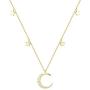 Agvana Gold Plated Sterling Silver Moon and Star Necklace for Women Cubic Zirconia CZ Dainty Necklace Fashion Jewelry Birthday Christmas Gifts for Her Teens Girls with Gift Box, 14.6+3 Inch Extender