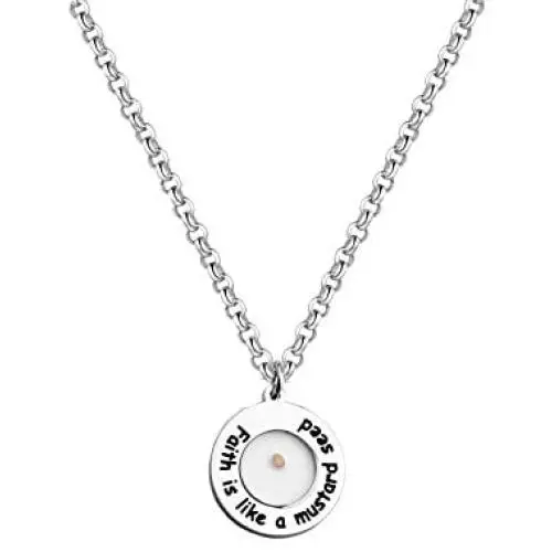 Mustard Seed Necklace with Inspirational Bible Verse Jewelry Religious Gift