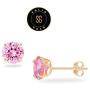 SOLIDGOLD - Real 14K Gold Round Pink CZ Stud Earrings | 0.030-4.00 CTW | Yellow, Rose & White Gold