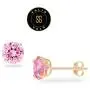 SOLIDGOLD - Real 14K Gold Round Pink CZ Stud Earrings | 0.030-4.00 CTW | Yellow, Rose & White Gold