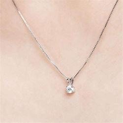 AINUOSHI 1 Carat Sterling Silver Round Cut Cubic Zirconia Solitaire Pendant Necklace