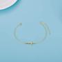 14k Gold Sideways Cross Bracelets for Women, Yellow Gold Engraved Faith Cross Bracelet with Adjustable Chain Fine Jewelry for Mom, Wife, Girl, 6.5'' - 8.5''