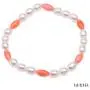 JYX Pearl Jewelry Set Beautiful 5×6.5mm White Rice-shape Freshwater Pearl with Pink Mini Coral Beads Necklace Bracelet Set