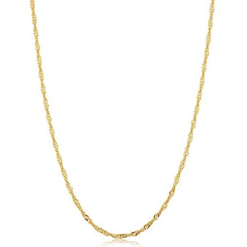 14k Yellow Gold Filled or White Gold Filled 1 mm,1.4 mm, 1.7 mm, or 2 mm Singapore Chain Pendant Necklace for Women