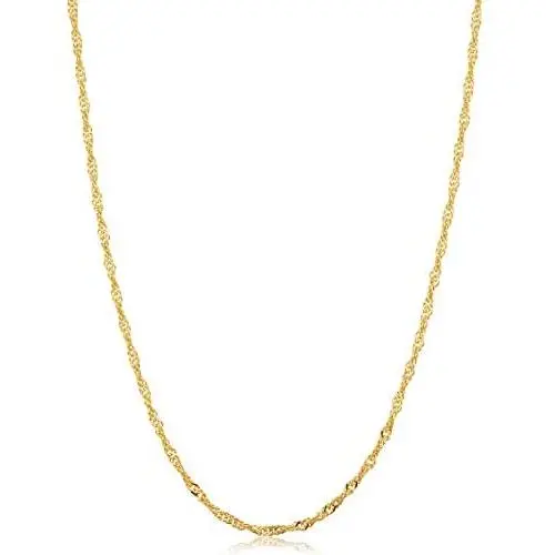 14k Yellow Gold Filled or White Gold Filled 1 mm,1.4 mm, 1.7 mm, or 2 mm Singapore Chain Pendant Necklace for Women