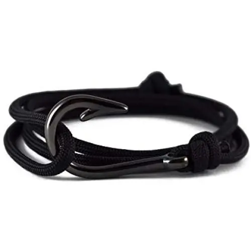 Riptide Vibes Adjustable Fish Hook Bracelet - Made in USA with 550 Military Paracord - 15% Donated to Marine Wildlife Conservation - Silver or Black Hook Riptide Vibes Adjustable Fish Hook Bracelet - Made in USA with 550 Military Paracord - 15% Donated to Marine Wildlife Conservation - Silver or Black Hook