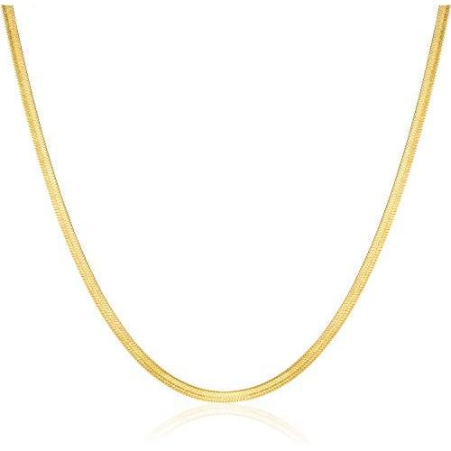 HAWSON Snake Chain Necklace for Women Men, 18k Gold Filled Snake Chain Choker, Stacking Layering Necklaces for Girls, Herringbone Chain Necklace, Flat Chain, Strand Collars Choker 16''-24''