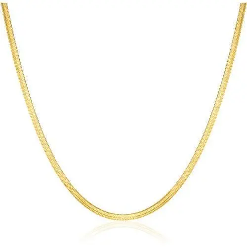 HAWSON Snake Chain Necklace for Women Men, 18k Gold Filled Snake Chain Choker, Stacking Layering Necklaces for Girls, Herringbone Chain Necklace, Flat Chain, Strand Collars Choker 16''-24''