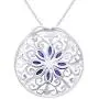 Jewel Zone US 925 Sterling Silver Simulated Blue Sapphire & Natural Diamond Filigree Medallion Pendant Necklace Jewel Zone US 925 Sterling Silver Simulated Blue Sapphire & Natural Diamond Filigree Medallion Pendant Necklace